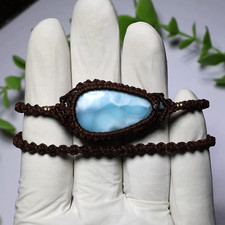 Bracelet en macramé fait main en pierre naturelle Larimar Ocean - portez un...