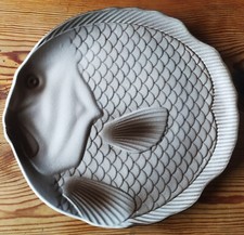 VINTAGE FAÏENCE SALINS LES BAINS LOT DE 6 ASSIETTES POISSON SIGNÉ TRÈS BON ÉTAT 