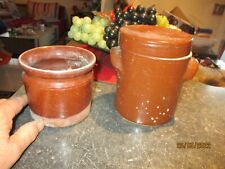 Anciens Petits Pot Grès Terre cuite à Conserve Fines Herbes Epice Sel Saindoux