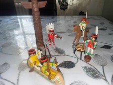 PLAYMOBIL vintage indiens campement 3483 totem canoë chef guerrier squaw