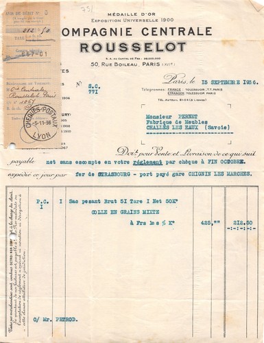 1936 facture compagnie - 1936,