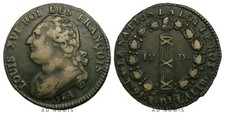 France 12 deniers 1791 A au faisceau Louis XVI TTB+ monnaie Métal de Cloche 