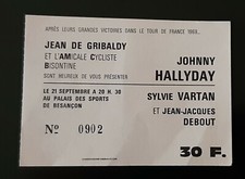 ticket billet place concert JOHNNY HALLYDAY 1969 Besançon + SYLVIE VARTAN