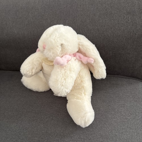 Doudou lapin blanc - bonbon, rose