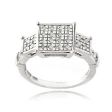 925 Argent 1/3ct Diamant Trois Carré Promesse Bague