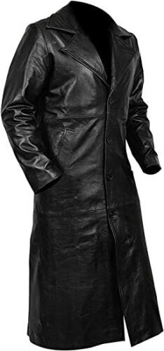 Homme cuir noir manteau long - manteau,