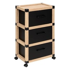 Tour de Rangement 3 Tiroirs "Cardy" 46cm Naturel & Noir