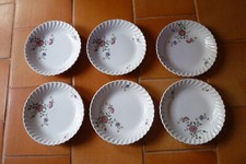 6 assiettes creuses à calotte Lunéville décor floral, French vintage plates