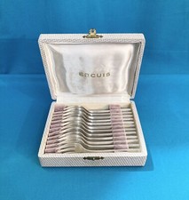 Coffret écrin VIDE pour 12 fourchettes à gâteaux ERCUIS métal argenté argentier