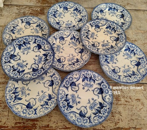 Assiettes plates flora creil - 9,