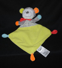 Doudou plat singe MOTS D'ENFANTS vert gris blanc écharpe rouge NEUF