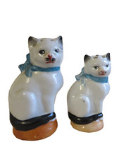 Rare paire de Salière/poivrière, chats ruban bleu porcelaine Allemande 1900 ,