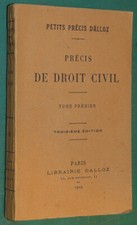 Précis de Droit Civil T. 1 "Petit Précis Dalloz"  1929