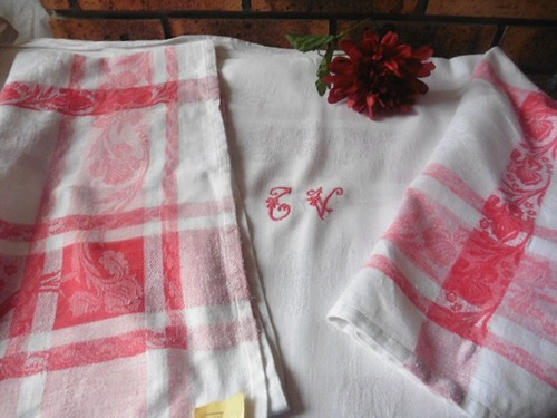 Ancienne nappe damasse lin - nappe,