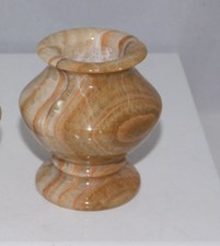 Ural Russe Marron Agate Sculpté Pierre Bougeoir 349 Grammes 3 " Pouce