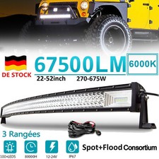 22 32 42 52 Pouches Incurvée LED Light Barre 12V Triple Rangée Offroad Camions