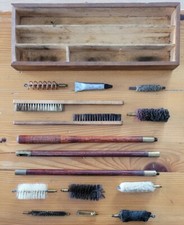 vintage NECESSAIRE de FUSIL CHASSE KIT TROUSSE BROSSE NETTOYAGE ARME A FEU HUNT