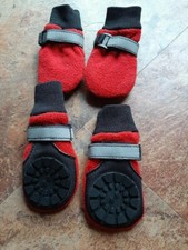 dog shoes red strap closure