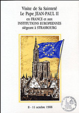 Diptyque France 1988: PAPE JEAN-PAUL II Eucharistie Cathédrale de Strasbourg (PE