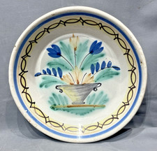 Nevers   Assiette Jatte Faïence Début 19ème Panier Fleuri