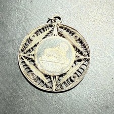 Ancien Pendentif Argent Massif 925 Créateur Breloque Art Nouveau Déco ethnique 