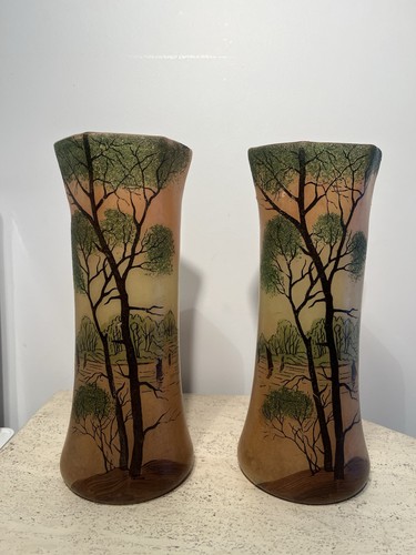 Paire vase legras - paire, décor