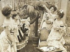 Qautre belles femmes, Danse, Entrechat 1902 Photo Stereo Vintage Citrate