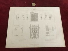 gravure ancienne architecte N336 grille de cloture 