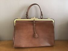 ANCIEN SAC A MAIN VINTAGE EN CUIR MARRON CLAIR FEMME ANNÉE 50/60