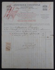 Facture Orfévrerie CHRISTOFLE 1905  Saint-Denis couvert ménagère 74