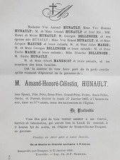 AMAND HUNAULT Bellenger Mazure FAIRE PART Marescot BONNEVILLE TOUQUES 1898