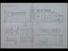 ANNALES CONSTRUCTION 1887 PARIS, CRECHE IMPASSE TOURNEUX, PONT CANAL SAINT DENIS