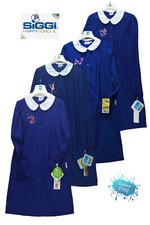 Tablier Fille Bleu Ricamé Pour École Élémentaire SIGGI