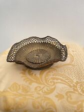 VICTORIAN Antique Woven Wire Basket  French Bisque Doll Display Brass 6”