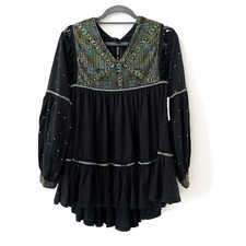NWT Free People Much Love Tunic Top Washed Black S Small