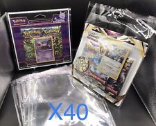 X40 Pochettes protection Auto-scellant Tripack / Duopack Booster Pokémon
