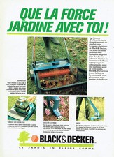 Publicité Advertising 018  1987  Black & Decker jardinage scarificateur  rotofil
