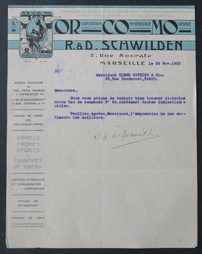 Facture marseille 1923 orcomo - facture,