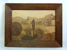 TABLEAU MARQUETERIE ANCIEN KAYSERSBERG ALSACE Signée FEA