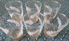 Lot 6 verres anciens motifs palme blanche 10cl