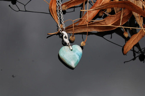Collier coeur larimar - coeur,