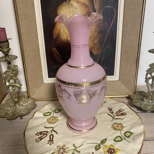 Vase vintage opaline rose - , et