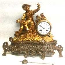 Pendule régule chasseur, fusil mouvement  fonctionnel, balancier