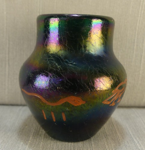 Ancien vase verre irisé - ancien,