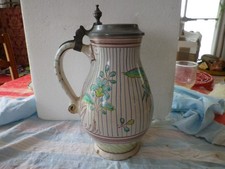 RARE CHOPE A BIERE EN faience A DECOR  FLEURS 18ème ALLEMANDE ROUEN ou DELF