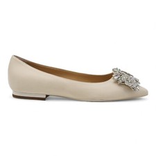 Roger Vivier Fleurs Strass En Cuir De Veau Ballerines Crème - Neuf 1650 $