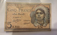 Billet De Banque D’Algérie Et Tunisie 5 Francs