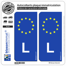 2 Stickers autocollant plaque immatriculation L Luxembourg Identifiant Européen