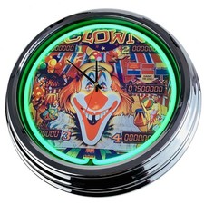 N-0557 Horloge Murale " Flipper Clown Zaccaria 1985 " Déco Néon Cuisine Salon