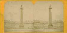 Carte Photo antique stéréoscopique colonne Vendôme Paris